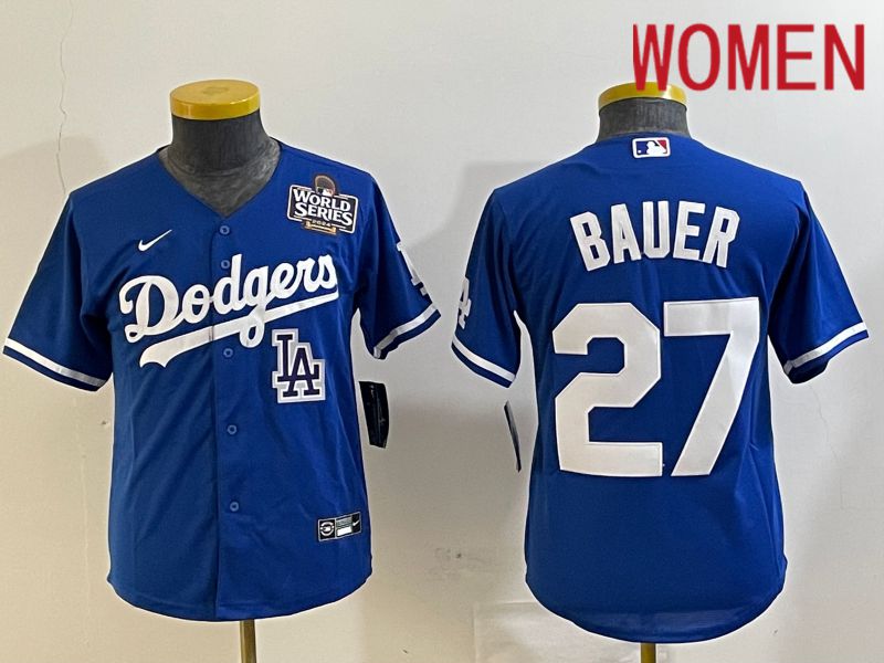 Women Los Angeles Dodgers #27 Bauer Blue Game 2024 Nike MLB Jersey style 6